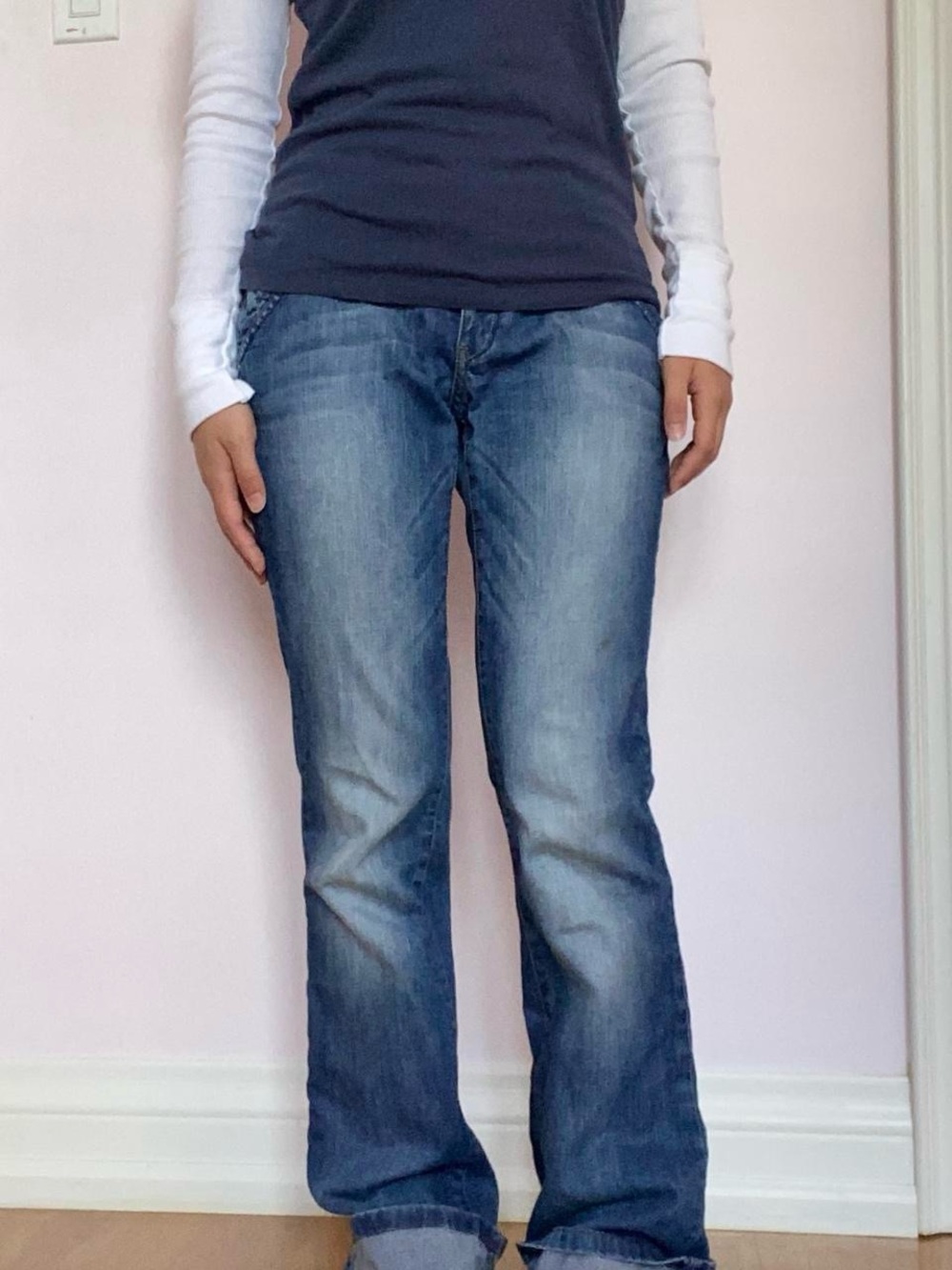 vintage 2000s esprit dark wash low rise bootcut jeans